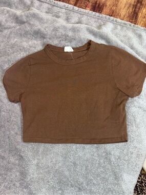 Cotton On Chocolate Brown Cropped Crew Tee